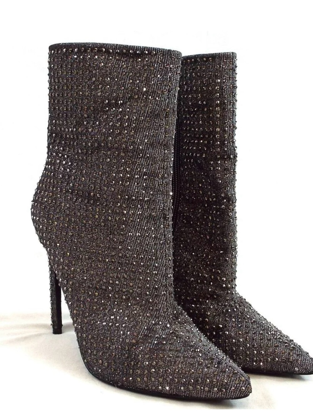 Steve Madden Black Rhinestone wifey Stiletto Ankle Boots 7 M